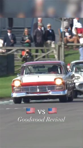 This year’s #GoodwoodRevival provided a smorgasbord of brilliant overtakes, but this was one of the best. Nine-time #LeMans winner Tom Kristensen perfectly judged the width of his enormous #Ford Thunderbird to slide down the inside of Steve Soper’s equally gargantuan Ford Fairlane in the St. Mary’s Trophy presented by @Motul. Were you standing trackside for this epic fight for victory? | The Goodwood Revival