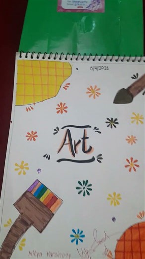 Easy and Beautiful Cover Page for School 🏫 ✨️ #coverpagedecoration#shorts
