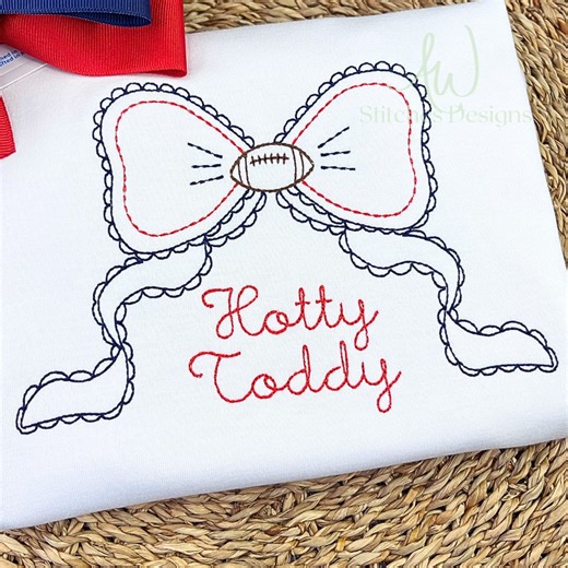 Football Heirloom Bow Vintage Stitch Bean Stitch Machine Embroidery Design File - Etsy