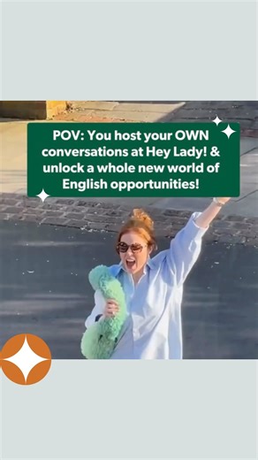 This is something all our hosts can relate to 👉 The ‘happy dance’ after hosting their first conversation inside Hey Lady! - when you feel like you’re ‘on top of the world’! 💃🔥🎉 YES! You heard that correctly - when you join the Hey Lady! English community, you not only get access to conversations hosted by our *Team*, you can also join events hosted by other members… Or you can host your OWN! 😍 And according to our members, hosting is the BEST way to stay motivated, speed up your progress an