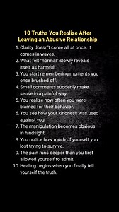 After leaving abuse, truths hit in waves: 'normal' was harm, kindness was weaponized, self-loss was survival. 10 realizations that spark healing. Manipulation clear, pain deepens, but truth sets you free. When did clarity wash over you? 🌊➡️💡 #AbuseAwakening #HealingWaves #SeeTheTruth #PostAbuseClarity | Timeless Quotes & History