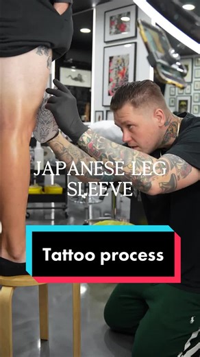 Japanese Leg Sleeve Tattoo: Detailed Process