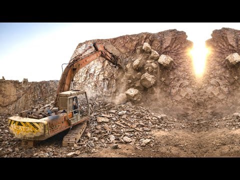Amazing Excavator Performance | Breaking Huge Rocks with Powerful Machinery