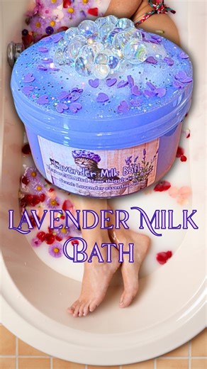 Emily Hunter on Instagram: "Lavender Milk Bath is pure calm after the chaos in slime form. This is a thiggly coated milky clear with a dry icee float that genuinely looks like foamy bubbles in a warm bath. Soft, pillowy, and relaxing. Once you start playing, it poofs up like CRAZY. You'll need another container for this one. The pops are loud especially for this kind of slime, the crackles don’t quit, and the sizzles go on for days. I couldn’t stop playing with this one. It’s one of those textur