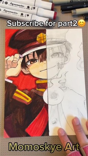 Normal marker VS Copic markers❤️✨|| Hanako-kun👻 || Part1 #anime #creativeart #hanakokun