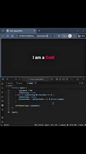 Auto Typing Effect using HTML CSS and JavaScript. #animation #coding #webdesign #javascript #typing