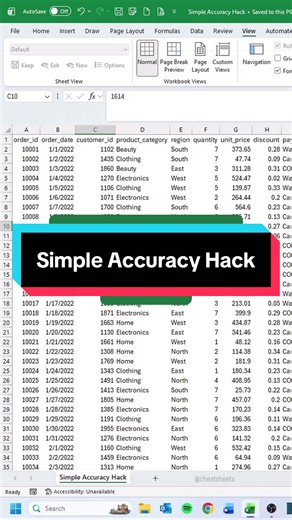 Simple Hack for 100% Accurate Spreadsheets 💯 #cheatsheets #excel #exceltips #spreadsheet #hacks