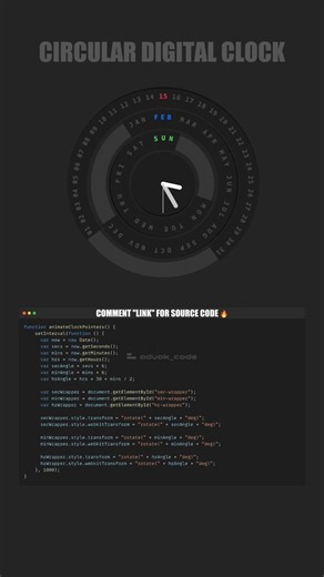 Circular Digital Clock Using HTML CSS JavaScript ⏰ | Animated UI Design