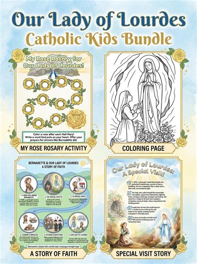 Our Lady of Lourdes Saint Bernadette Catholic School Printable Bundle – Kids Rosary Craft – Feast Day Activity - Etsy