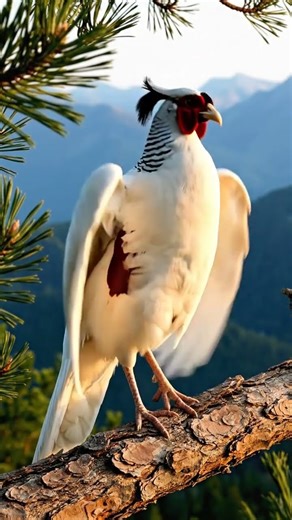 The White Phoenix: Silver Pheasant Flight 🌲🕊️ #shorts
