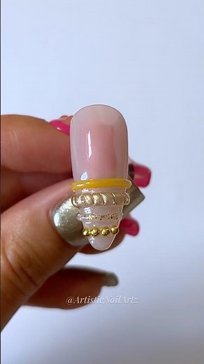 3D Bangle Nail Art 🧡✨Gold & Orange details ✨