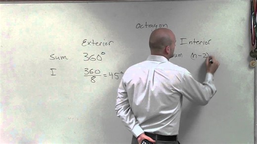 Geomertry 3 Determine the individual measure of interior and exterior angles for a octagon