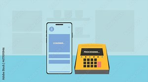 animated of phone and cash drawer, electric payment, secure payment conceptual video 4K animation, suitable for webpage, explainer, presentation, etc.