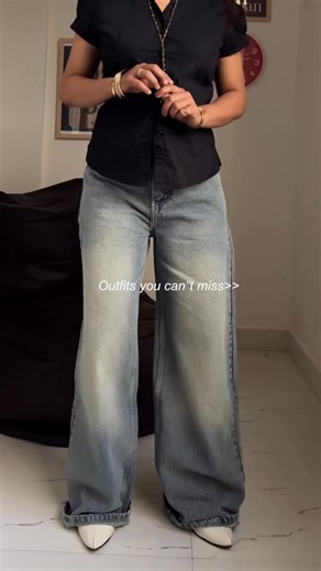 Stylish Wodrobe™ by Khushi🌸 on Instagram: "You really don’t want to miss out on these outfits🦋 Comment for links and recreate these fits. [denim, jeans, washed denims, wide leg jeans, bootcut jeans, super wide leg jeans, work outfits, affordable outfits, outfit inspo, everyday outfit ideas, Pinteresty outfit, Pinteresty denims, for you page, reels, fyp, explore page] #stylishwodrobe #denim #jeans #washeddenims #reels"