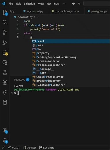 Check if a number is power of 2 #python #coding #programming