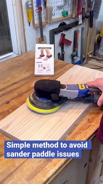 Simple method to clamp your sander paddle #woodworking #sanding #tools