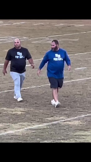 These two should enter a competition! They’ve got synchronized walking down pat. 😂 #hhs #squadron #football #coach #nsync #squadronpride #gobigblue #leftrightleft #turn