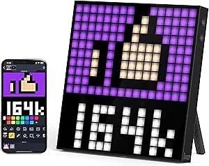 Divoom Pixoo 16 - Pixel Art Digital Clock with APP Control & WiFi Connects, 16x16 Pixel LED Large Display Smart Clock with Date, Event Reminder, Message Board for Home, Office, Bedrooms