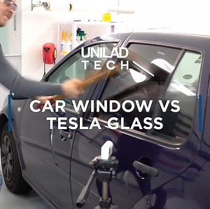 1.7M views · 999 reactions | How hard is the glass on a normal car window compared to the glass on a Tesla Cybertuck?  CarHax | UNILAD Tech | Facebook