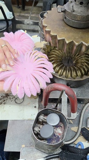 M&S Schmalberg Flowers on Instagram: "Our 9" jumbo chrysanthemum silk flower petal. At nearly 50 pounds it is one of our heaviest and oldest tools. Each of the 26 petals must be precisely placed by hand. Slow and deliberate #flowers #millinery #costumedesign #costumehistory #fashion"