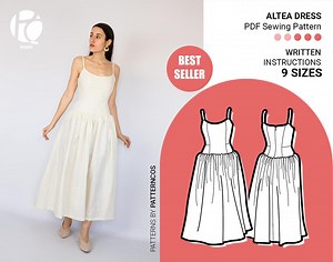 Basic Midi Dress Pattern | Low-waist Dress Pattern | Mediterranean Wedding Midi Dress Sewing Pattern | 9 SIZES | PDF Sewing Pattern - Etsy