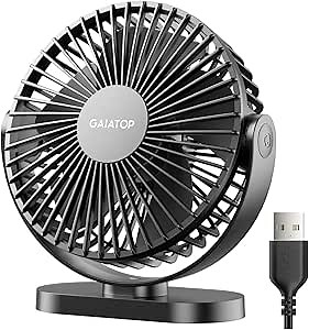 Gaiatop USB Desk Fan, 5.5 Inch Small Quiet Powerful 3 Speeds 90° Rotate, Personal Mini Portable Desktop Table Fans, Cooling for Home Office Car Travel Indoor Outdoor Pink