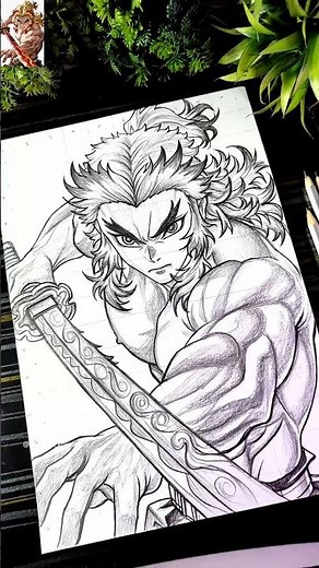 How To Draw Rengoku Kyojuro 🔥| Demon Slayer Drawing Anime 🔥✍️ #shorts #demonslayer #drawing #rengoku