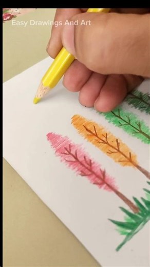 Easy Tree Drawing Tutorial 🌳 | Easy Tree Scenary Drawing #easydrawing #easyart