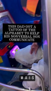 980K views · 15K reactions | This Dad got a tattoo of the alphabet to help his nonverbal and autistic son to communicate with him. . . #autism #autistic #autismdad #neurodiversity #nonverbalautism #nonverbal #nonspeaking | Single Parents Of Children With Autism | Facebook