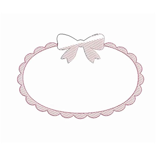 Scalloped Frame with Bow Quick Stitch Embroidery Design by Curtsy Embroidery