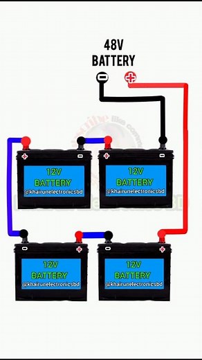 How to build a 48v battery pack Form four 12v batteries #shortvideo #shorts