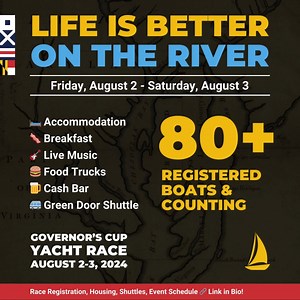 2.6K views · 16 reactions | 80+ boats? Now it's a party. Don't miss August 2-3 Link in Bio for race registration, housing, shuttles and event schedule 肋Breakfast Live Music Food Trucks Cash Bar Green Door Shuttle @stmarysmd #SMCM #SMCMalumni #SMCMGC24 #SMCMGovCup24 #Breakfast #FoodTruck #Music | St. Mary's College of Maryland | Facebook