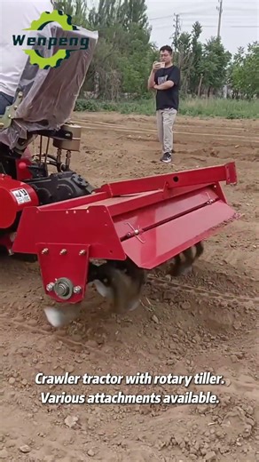 Crawler Tractor with Rotary Tiller Attachment #crawlertractor #rotarytiller #agriculturalmachinery