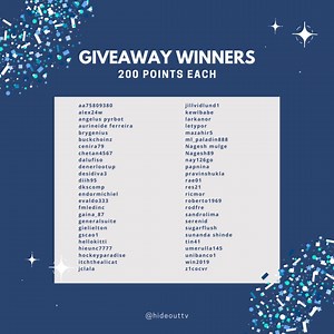 1.2K views · 89 reactions | Congratulations to Hideout’s 50 winners of our 10,000-point giveaway, where every winner receives 200 points!  Don’t forget to enter Hideout Giveaways, and check back for new giveaways each month!  For more earning opportunities, follow HideoutTV on Facebook, TikTok, and YouTube! #HideoutTV #freeentry #giveaway #earnpoints #redeemrewards #joinnow #enternow | PixelPoint TV | Facebook