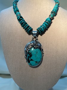Vintage Turquoise Pendant Necklace, Sterling Silver Southwestern Jewelry - Etsy
