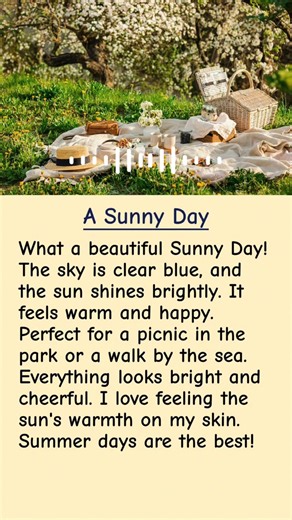 21K views · 759 reactions | A Sunny Day - English Reading For Beginners  #learnenglish #English #sunnyday #englishforkids | English for kids | Facebook