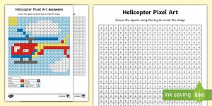 Pixel Helicopter Colour by Number