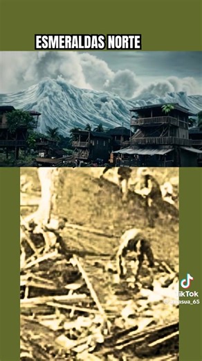 El terremoto de 1906 de 8.8 y posterior maremoto en #Esmeraldas, vídeo creado con IA donde se utilizan varias imágenes de nuestro archivo #EsmeraldasDelAyer, gracias por la colaboración apreciado Rodrigo. | EsmeraldasDelAyer