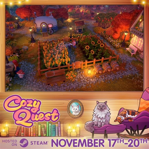 🍂 Cozy Quest 2025 is coming to Steam, starting November 17 - a celebration of cozy, creative, and heartwarming games 🌿✨ We’re so happy to be part of this year’s lineup! ✨ Keep an eye on Steam’s front page when Cozy Quest begins, you won’t want to miss it! #CozyQuest2025 #CozyGaming #Steam #LumaIsland | Luma Island