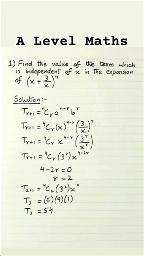 A Level Mathematics 2002 October November Paper 1 Question 1 Binomial Theorem #shorts #maths #math