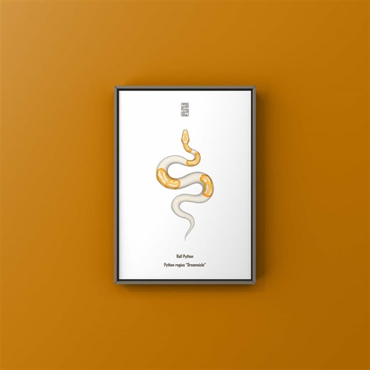 Stunning Dreamsicle Ball Python Art by Mingo
