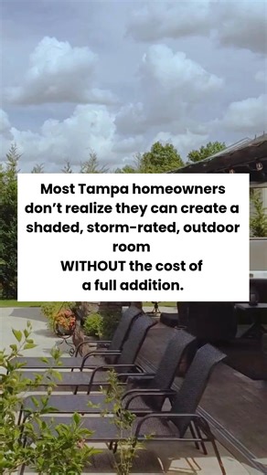 Most Tampa homeowners don’t realize they can create a shaded, storm-rated outdoor room without the cost or construction of a full addition. After working with families all across the Tampa Bay area… We’ve met so many homeowners who spent time and money making their yards beautiful… …only to rarely use it. The Florida sun is relentless. The humidity clings. And mosquitoes show up before your second drink is poured. So the yard sits empty or the party moves back inside. Because most people assume 