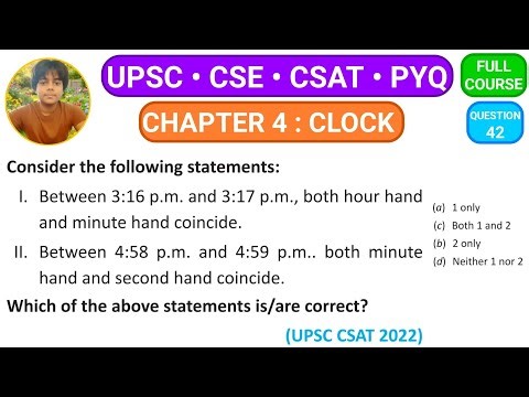 UPSC CSE CSAT PYQ 2022 Solved Clock Hands Coincide Logic Maths Aptitude Reasoning for All Govt Exams