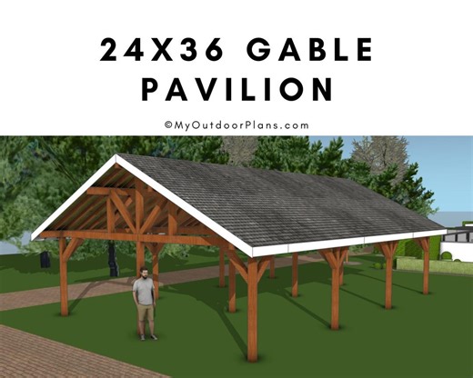 DIY 24x36 Gable Pavilion Plans - Large Outdoor Shelter Plans - PDF Download - Etsy