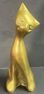 BRASS Solid Long Neck Feline Cat Home Decor Figurine 5.5" Tall - Etsy