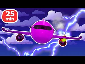 The plane caught fire during flight due to a lightning strike! The emergency vehicles ready to go. - Videos For Kids