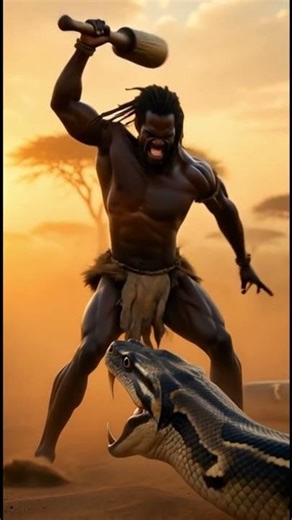 Caveman vs Giant Snake 🐍🔥 (Epic Survival Moment)