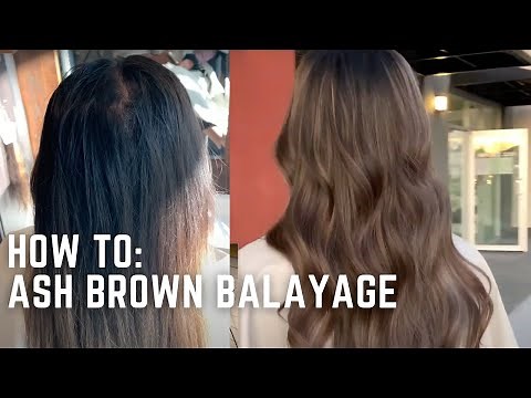 Ash Brown Balayage Tutorial - cool brunette highlights - brunette balayage on black hair
