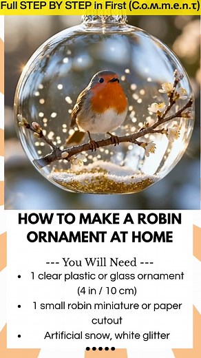 How to Make a Robin Ornament at Home Celebrate the charm of winter with this handmade Robin Ornament. The robin, known as a symbol of warmth and renewal, brings a gentle touch of nature to your Christmas tree. With its red breast and lifelike setting inside a clear globe, this ornament looks elegant, cozy, and full of seasonal spirit. | Kira Recipes