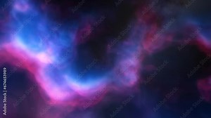 Traveling through space nebula and star fields in deep space. 3D animation